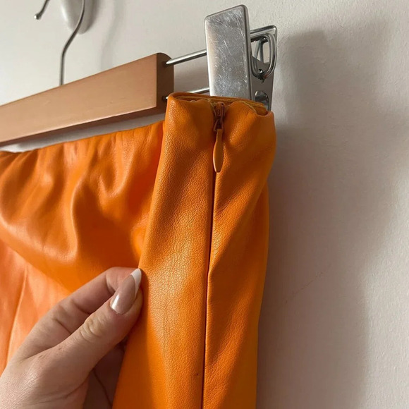 Tiger Mist Vegan Leather Mini Strapless Tube Dress Orange Size Small - Picture 6 of 10